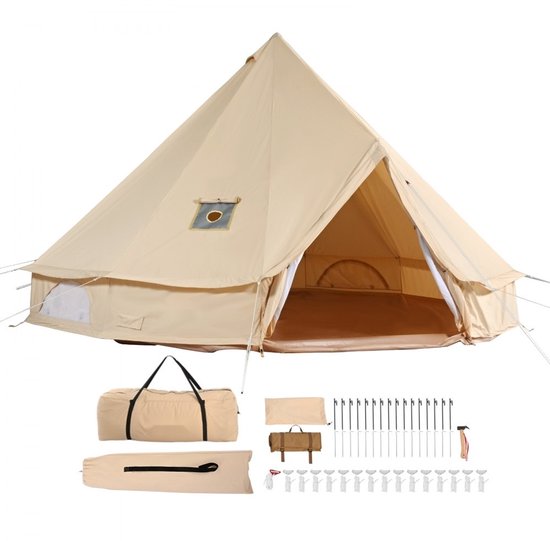 Belltent/Yurttent - Kampeertent - 12 Personen - 7 x 3,5 m - TC-katoen - PVC grondzeil - Familietent/Groepstent - Stalen palen — afbeelding 4