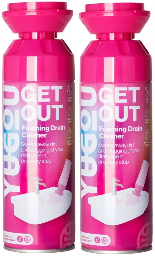 Yugou Get Out Foam Drain Cleaner – Krachtige gootsteen ontstopper- Verwijdert vet en haar in gootstenen, doucheputjes & badkuipen - 2 pack