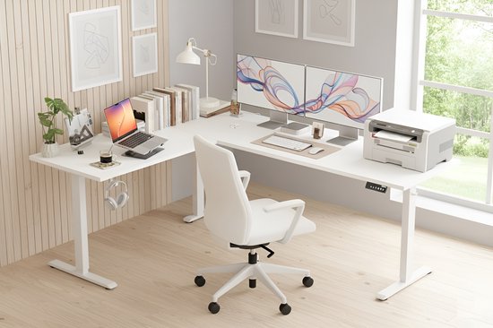Elektrisch In Hoogte Verstelbaar L-Vormig Bureau 150x125 cm ... - Bol