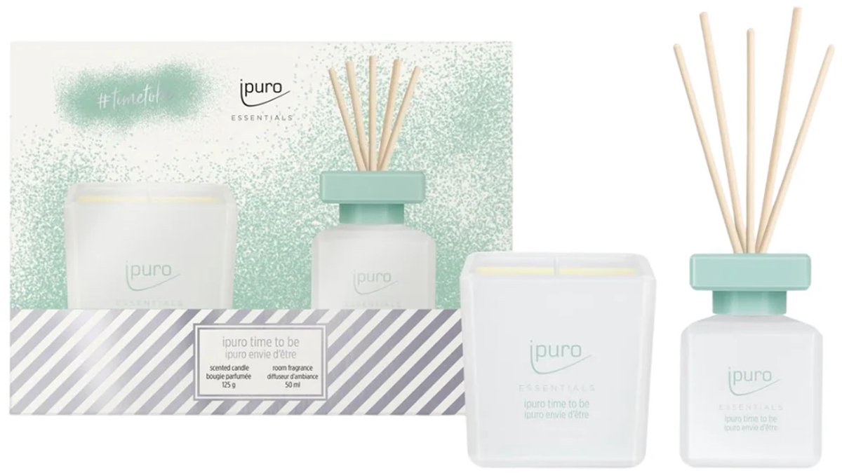 Ipuro Essentials diffuser 50ml + kaars 125g Time to be GIFTSET