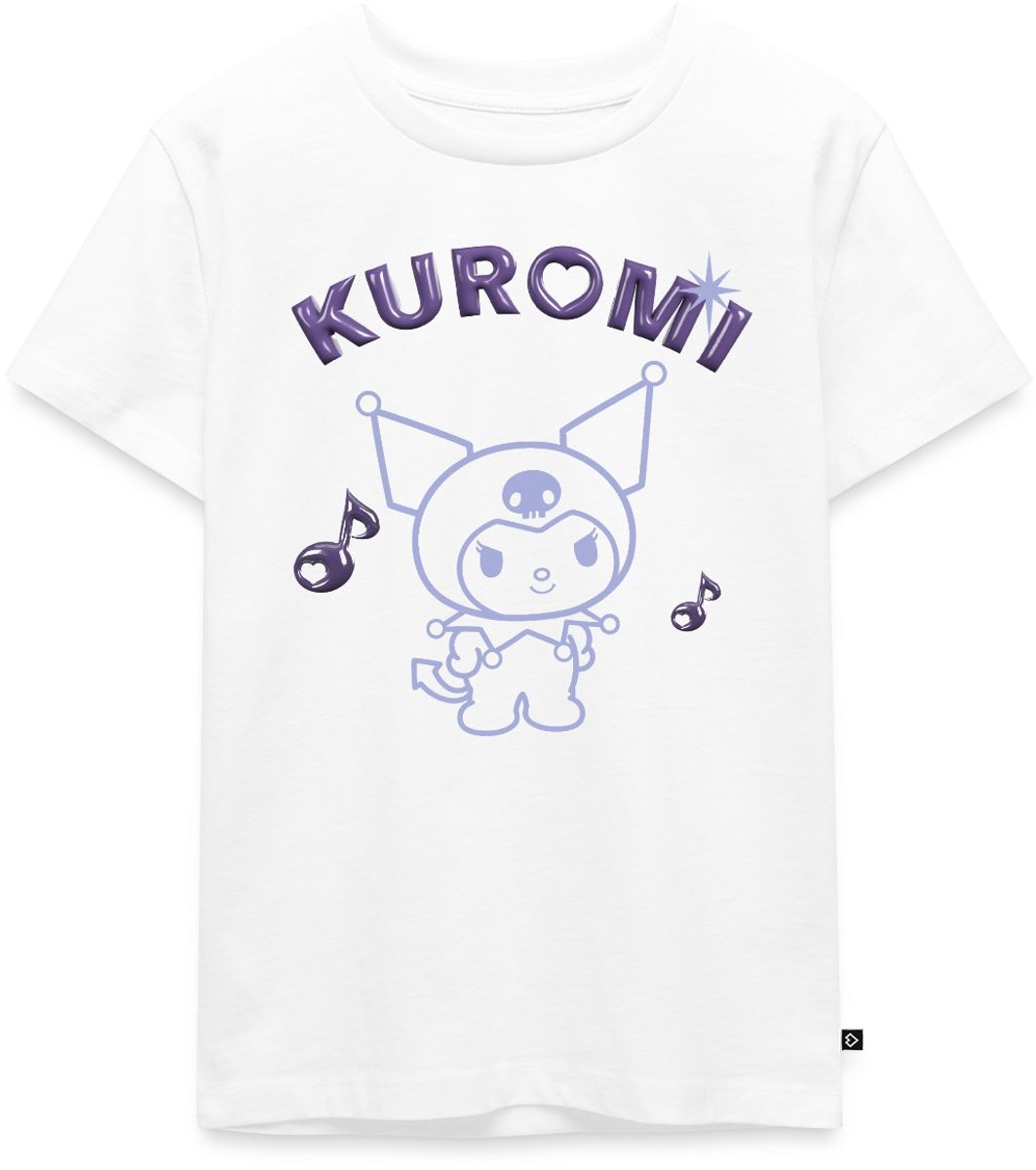 Kuromi Omtrekontwerp Met Paarse Chrome Letters Premium T Shirt Kinderen