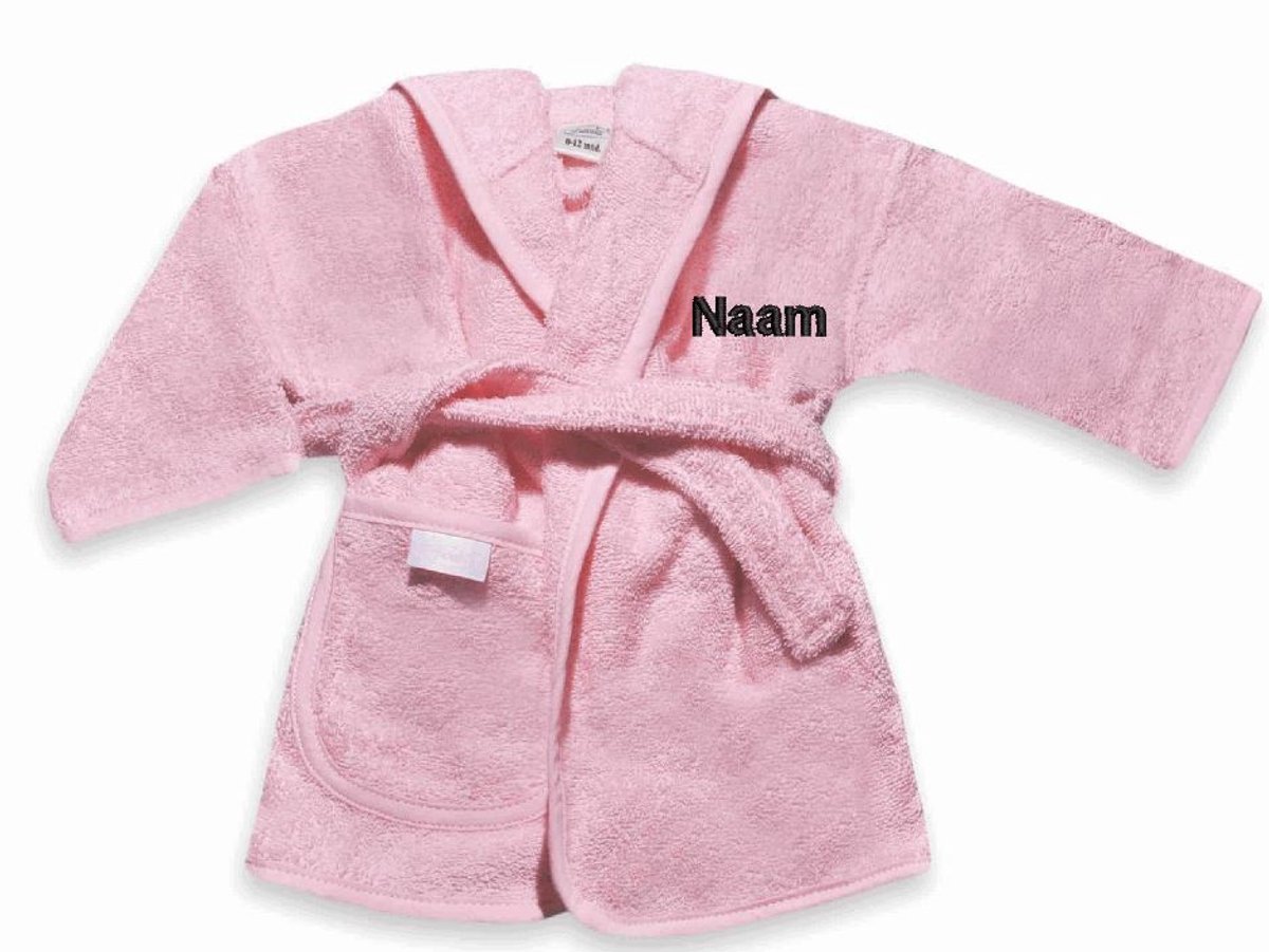 Badjasje Rose met geborduurde naam 0-12 mnd