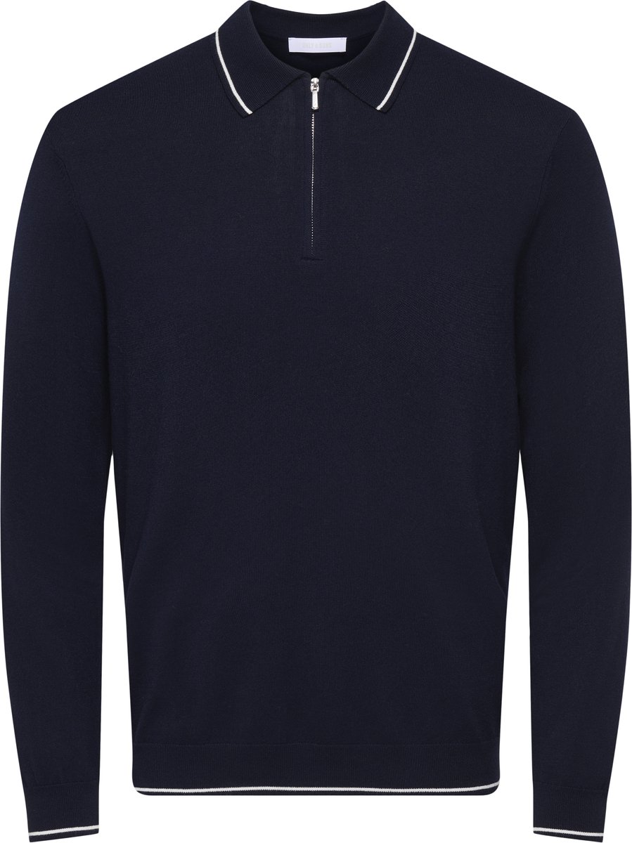 Only & Sons Poloshirt Onswyler Reg 14ss Zip Polo Frml 22039415 Dark Navy/cloud Dancer Mannen Maat - L