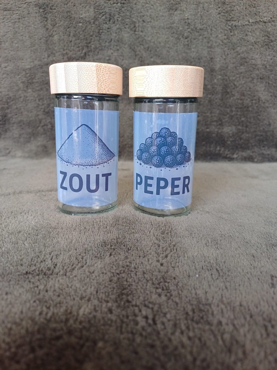Kruidenpotjes Set 2 stuks - Zout & Peper - Glas met Bamboe Deksel - Modern Design