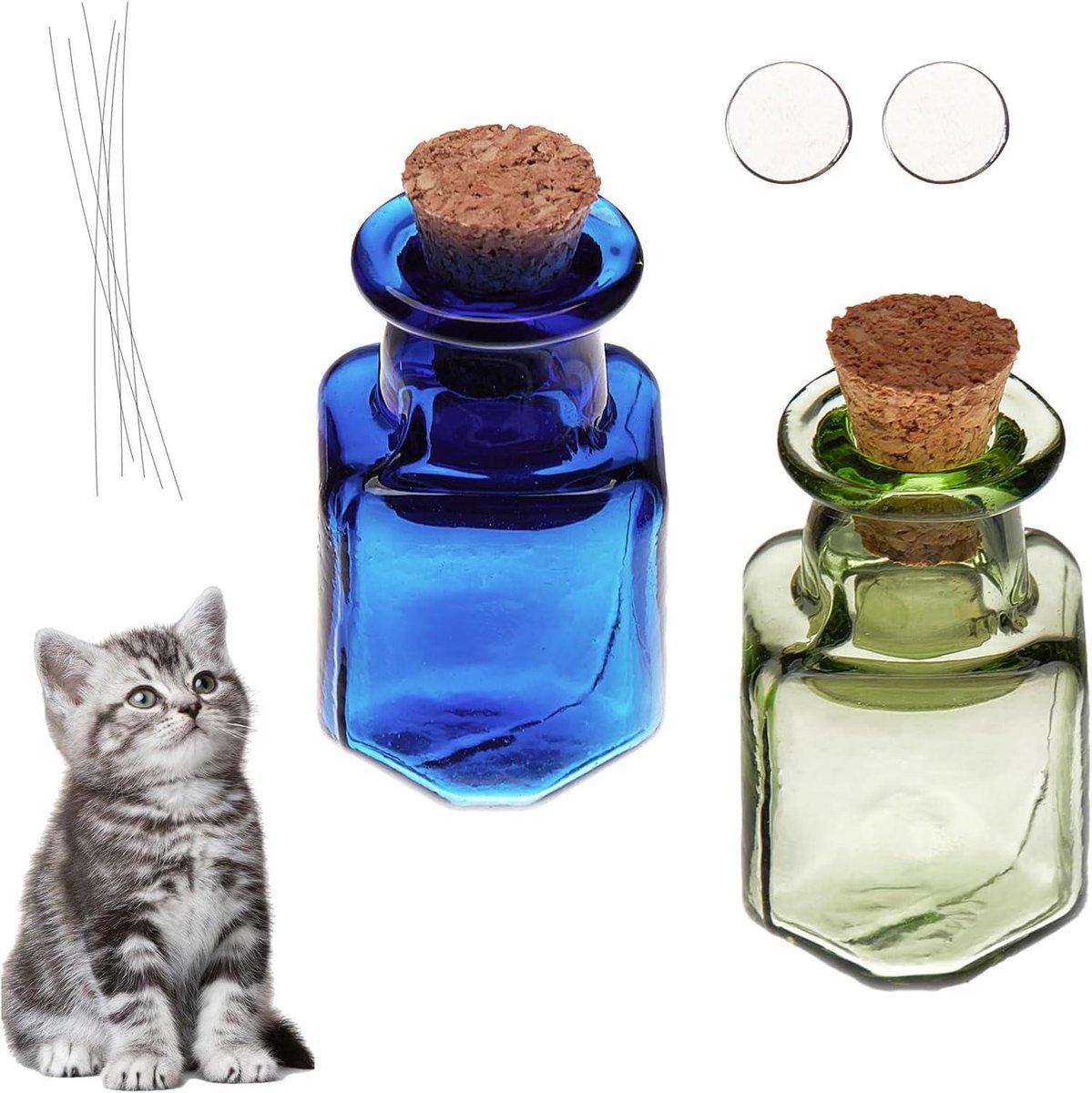EGoods - Kat Whisker Vaas Koelkast Magneet Set Mini Glas Houder Decoratie met kat thema.