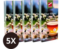 Shamila Theefilters – Set van 5 x 100 stuks – Maat S – Lege theezakjes voor losse thee – Biologisch afbreekbaar & chloorvrij – Wegwerp theefilters – Duurzaam alternatief