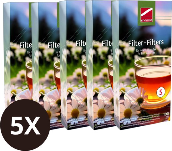 Shamila Theefilters – Set van 5 x 100 stuks – Maat S – Lege theezakjes voor losse thee – Biologisch afbreekbaar & chloorvrij – Wegwerp theefilters – Duurzaam alternatief