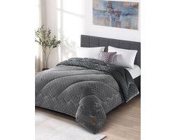 2-in-1 Hoesloos Dekbed – 160x220 cm – Lunora -Antraciet / Licht grijs – Warm & Zacht - Maak van jouw slaapkamer een luxe hotelkamer!