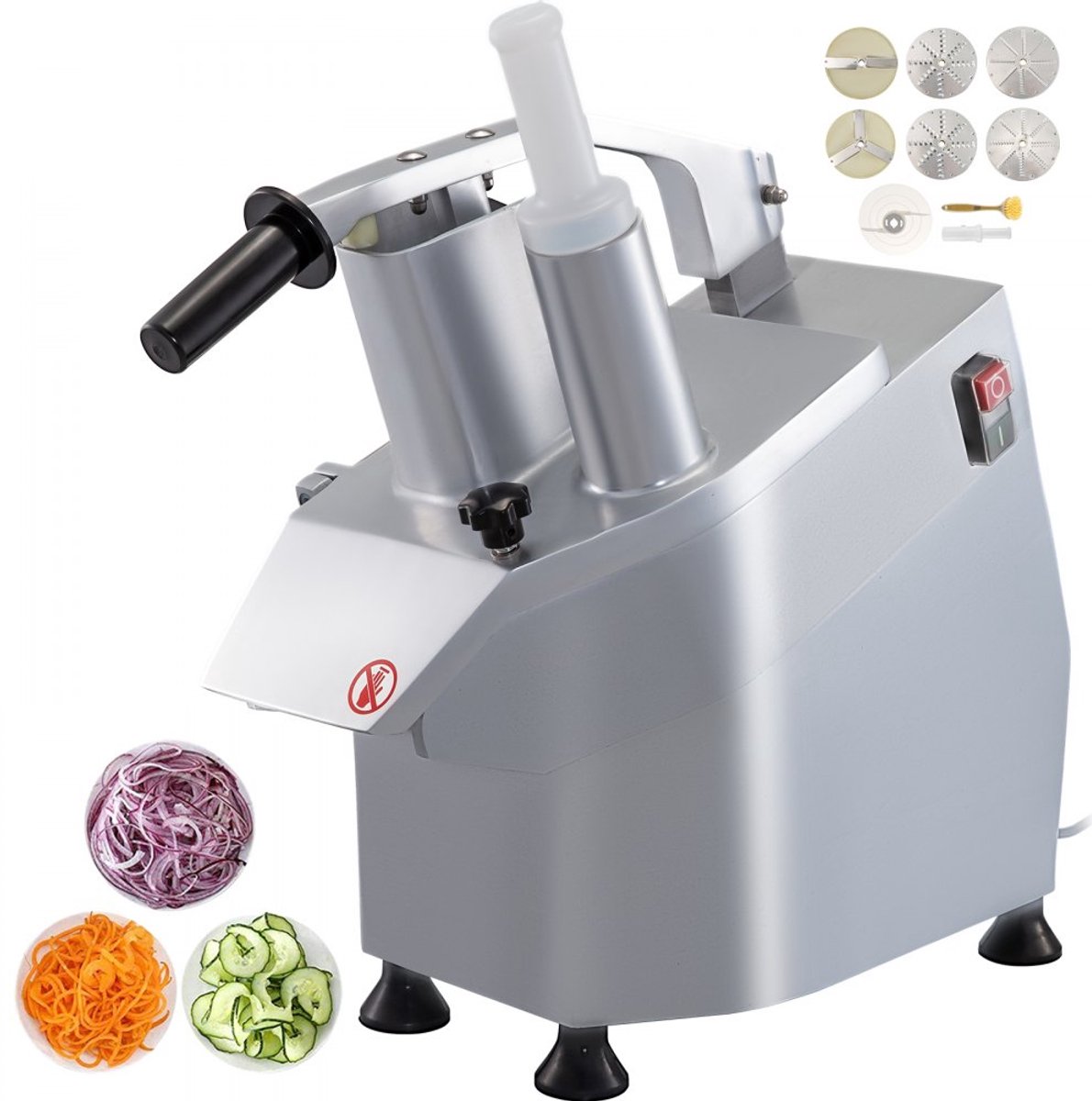 Elektrische groentesnijder - Professionele groentesnijmachine - Vermogen 550 W - 6 Snijschijven - Voor Groenten, Fruit en Kaas