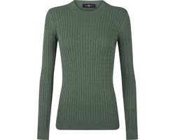 Jimmy Sanders Kabeltrui - Trui Ronde Hals - 100% Katoen Dames Groen - Xl
