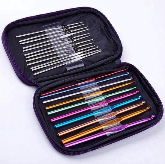 TIESOME Haaknaaldenset, 12 stuks, blauw, 5 mm aluminium haaknaalden met