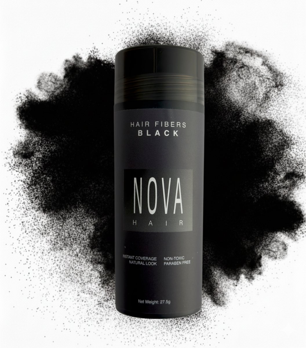Nova Hair - Keratine Hair Fiber - Black - Direct Voller en Dikker Haar - Hair Fiber Poeder - 27.5g