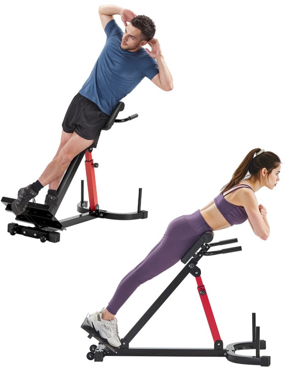 Hyperextension Bank - Romeinse Stoel - Multifunctioneel - Koolstofstaal Constructie - Draagvermogen 158 kg - Met Wielen - Rug- en Coretrainer - Voor Thuisgebruik