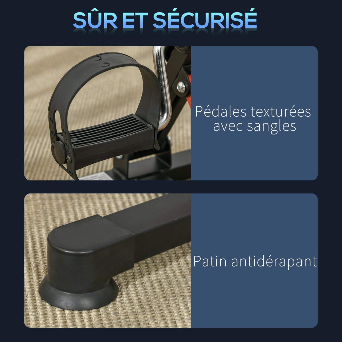 HOMCOM Mini Hometrainer - Staal - 43x40x34,5cm - Zwart - afbeelding 2