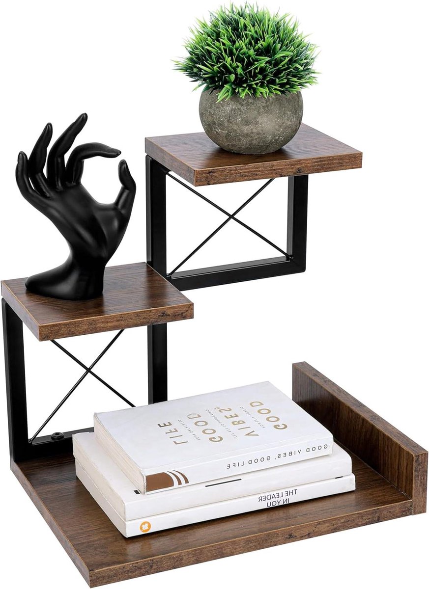 EGoods - Bureau organizer met 3 verdiepingen van hout - Kleine boekenplanken - Bureau etagère rekje - Optimaliseer je werkplek.