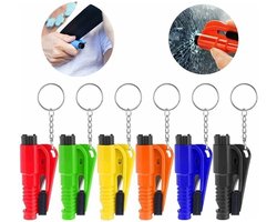 6-pack - 3-in-1 autoruitbreker - sleutelhanger met ruitenbreker - Multifunctionele overlevingstool - Noodgereedschap met functies voor het breken van ruiten en het veilig doorsnijden
