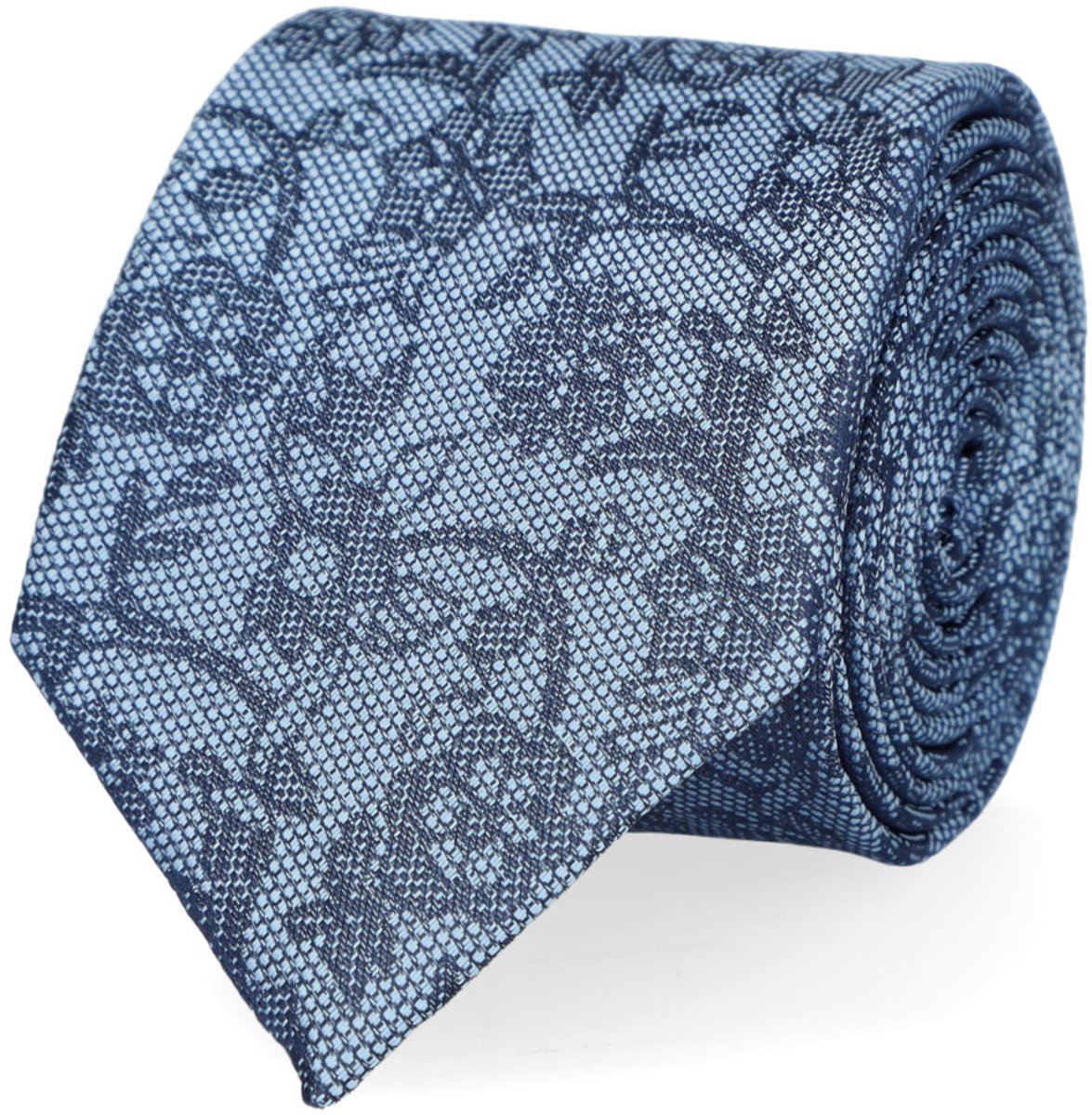 Lancerto Blauwe Bloem Krawat - Stijlvol Polyester
