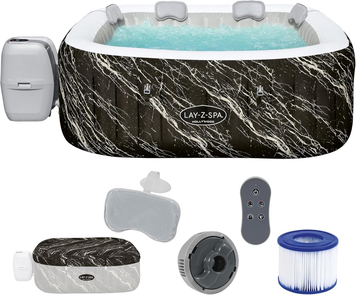 Hollywood LED Marble Spa (180x180x66 cm) Luxe Vierkante - Hollywood - €3.180,00