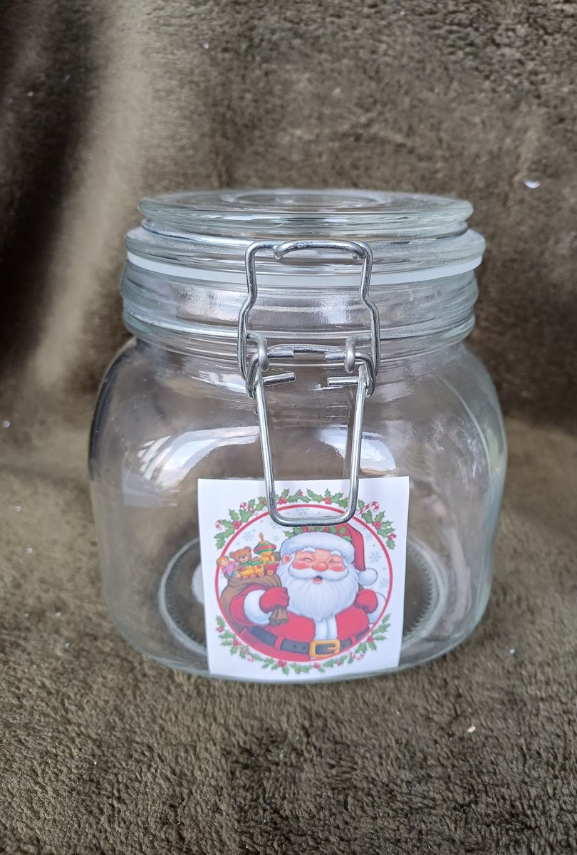 Snoeppot Glas met Beugelsluiting - Vrolijke Kerstman met Cadeautjes - Voor Kerstsnoepgoed