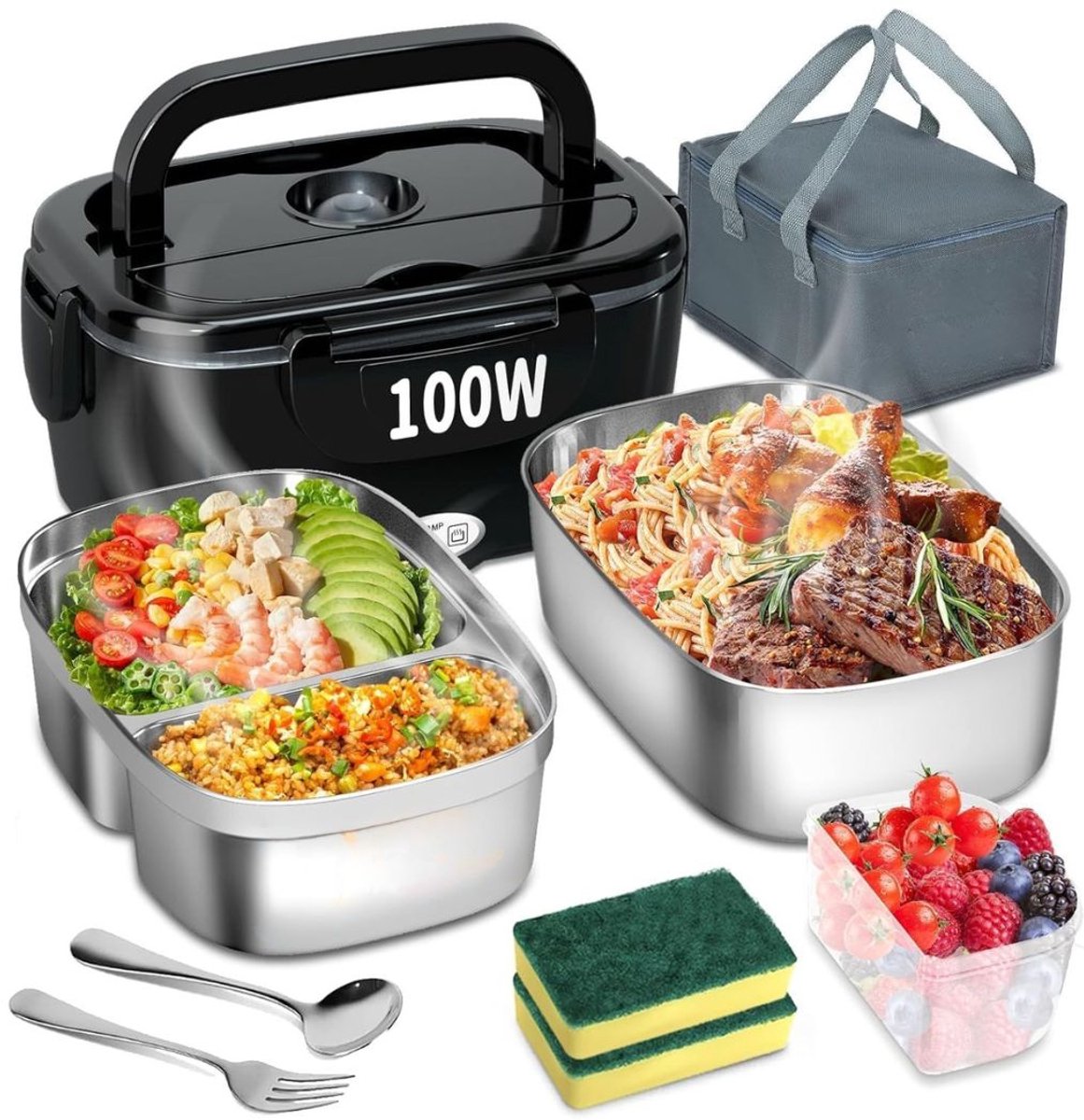 RWB® Elektrische Lunchbox - Lunchbox Elektrisch - Broodtrommel Elektrisch - 3 in 1 - 1.5L