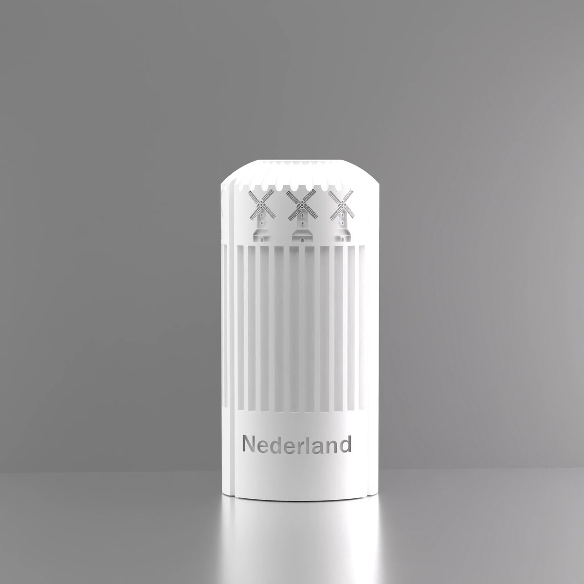 3d-gezellig Napels met molen + tekst Nederland - Vaas - Waterdicht - Wit - Maat 25 cm - Kunststof - Modern - Bloemenvaas - 100% gerecycled PLA (bioplastic)