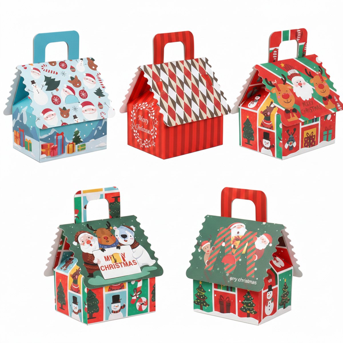 LifeLux Kerst cadeaudoosjes set 20 stuks - huisje met handvat - traktatiedoosjes / snoepdoosjes - kerst cadeauverpakking