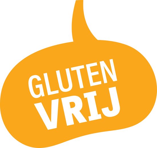 Oranje spraakballon met witte tekst: "GLUTENVRIJ"