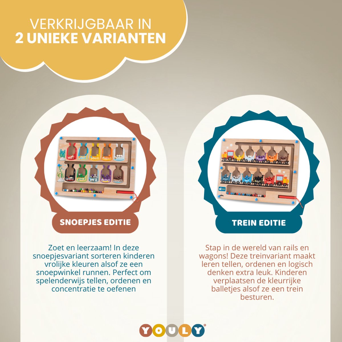 Youly® Magnetisch Doolhof Houten Speelgoed – Educatief Montessori Speelgoed voor Kinderen vanaf 3 jaar - Trein Editie — afbeelding 3