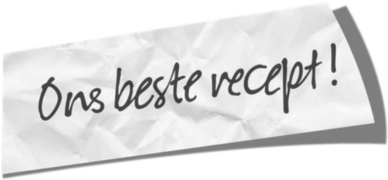Gekreukt papier met tekst "Ons beste recept!"