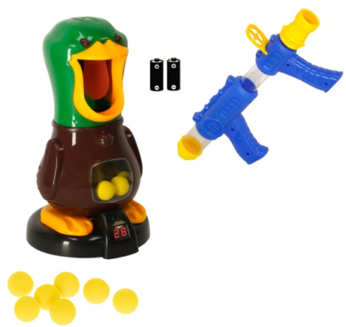 Goodz4All Eenden Schiet Spel - Schietspel Jachtspel Schiet met Ballen op de Eendenbek - Schiet de Eend - Eendenjaagspel - LCD-scorescherm - 1 Pistool - 12 Schuimballen - 2 AA Batterijen