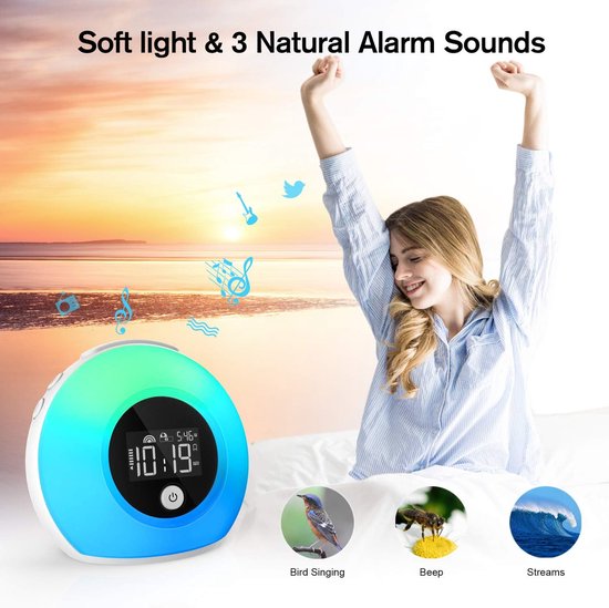 Bluetooth Wekker-Kinderkamer Mini Wireless Speaker-Draadloze Bluetooth Luidspreker-Met Muziek-Dimbaar Nachtlampje-Kleurverandering-Deep Sleeper Alarm-Waterdichte Stereo Sound-Bass-LED Licht-Met Handvat-Draagbare Speaker-Voor Feesten-Buiten-Kamperen — afbeelding 2