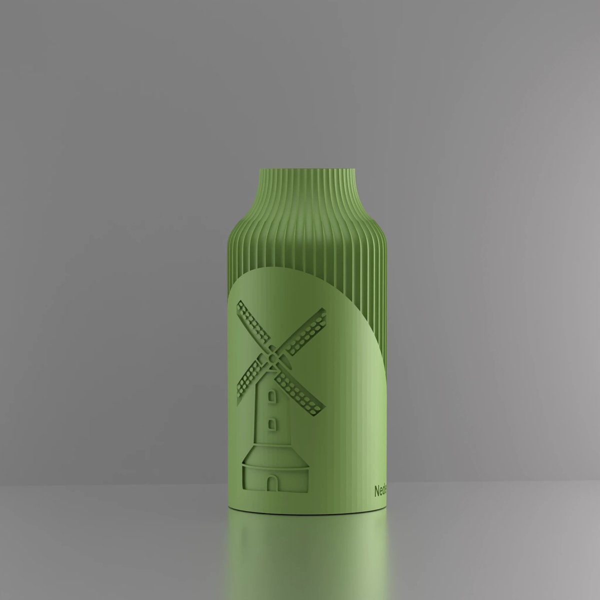 3d-gezellig Harmonie met molen + tekst Nederland - Vaas - Lichtgroen - Maat 25 cm - 100% gerecycled PLA (bioplastic)