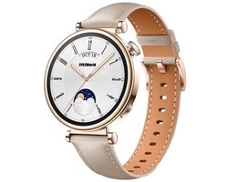 Stravo Klassiek Luxe Leren Bandje 20mm - Geschikt voor Samsung Galaxy Watch 7 / 6 / 5 / 4 - Dun Echt Leren Horlogebandje met Roségouden Gesp voor Garmin Vivoactive 5 / 3 - Forerunner 245 - Venu SQ 2 - Vivomove - Huawei - Beige