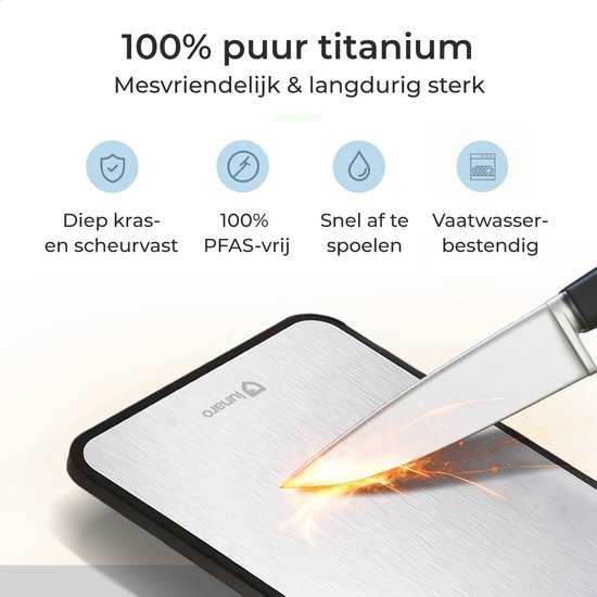 Lunaro Titanium Snijplank Dubbelzijdig - PFAS-vrij - Vermijd Microplastics - Met Raspdeel & Sapgeul - 39x27cm