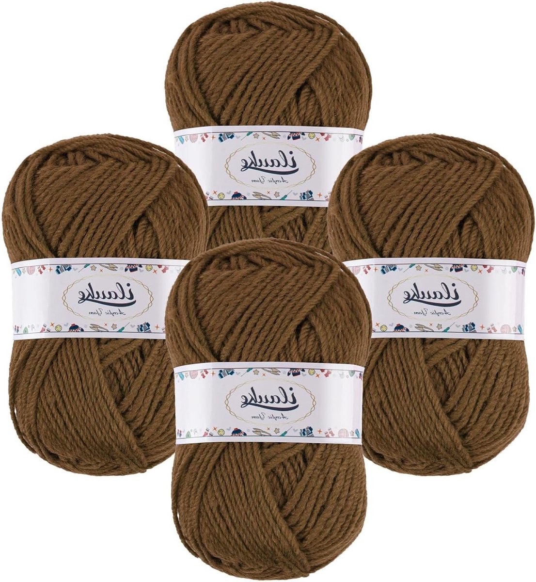 Ronte - Bruin Haakgaren 4 x 50 g - Super Zacht en Geschikt voor Beginners - Handbreigaren voor Baby's - Chunky Garen