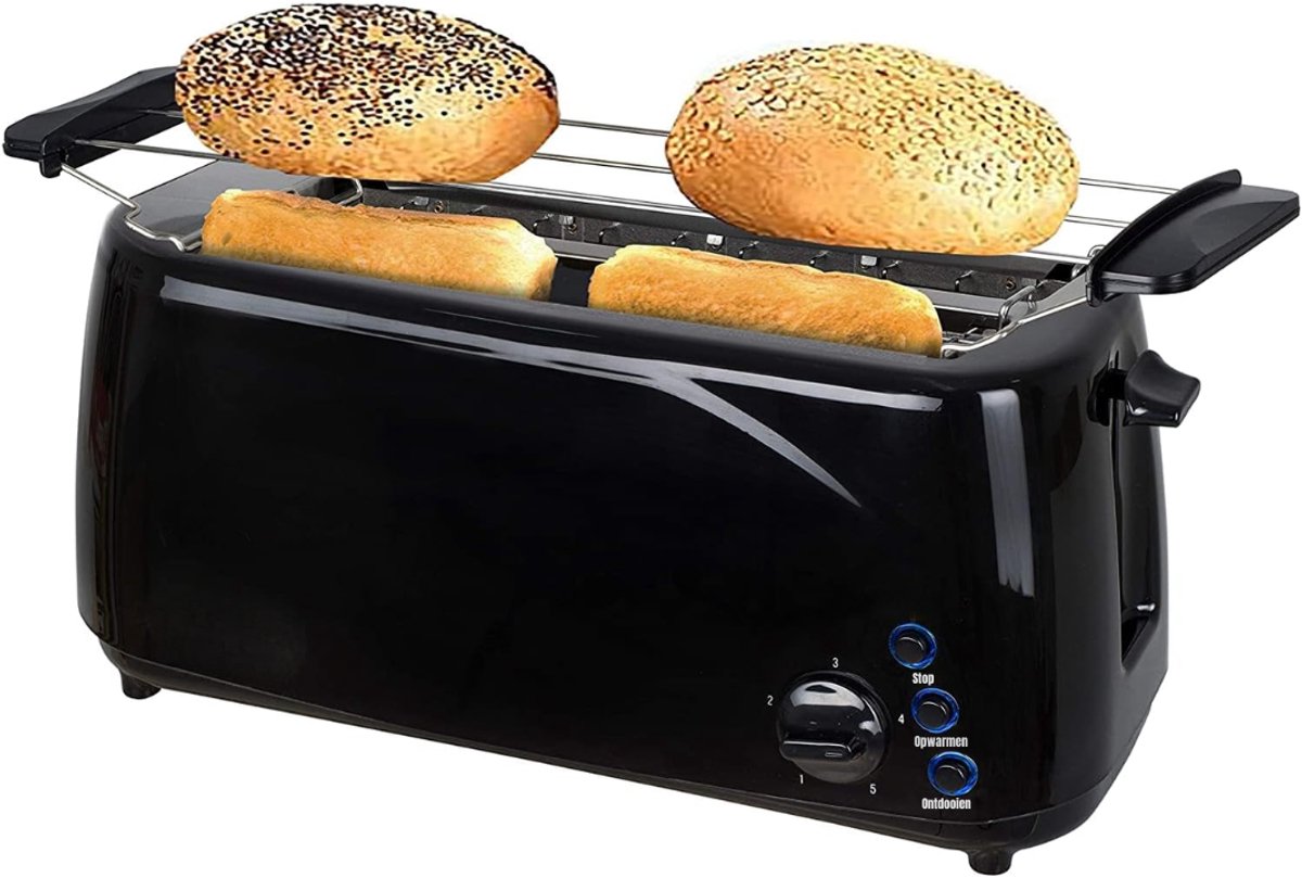 RVV® Tosti apparaat broodrooster - Tosti apparaat - Tosti broodrooster - Zwart - 19cm x 40cm x 23cm