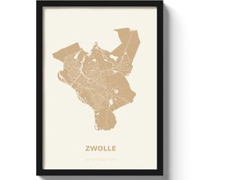 Poster Zwolle A2 - 42 x 59,4 cm - Beige (Exclusief Lijst)