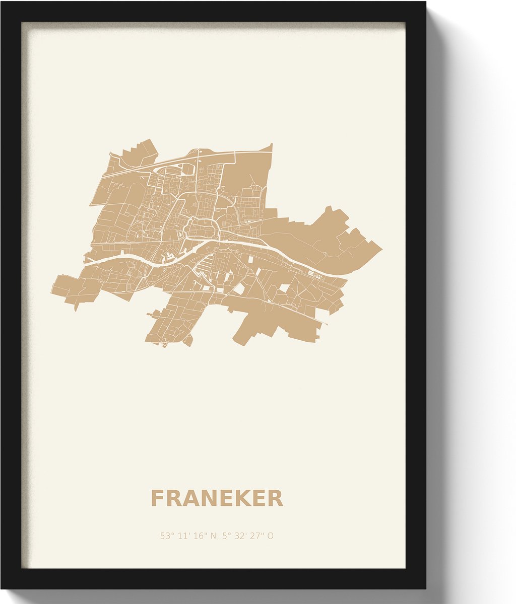 Poster Franeker A3 - 30 x 42 cm - Beige (Exclusief Lijst)