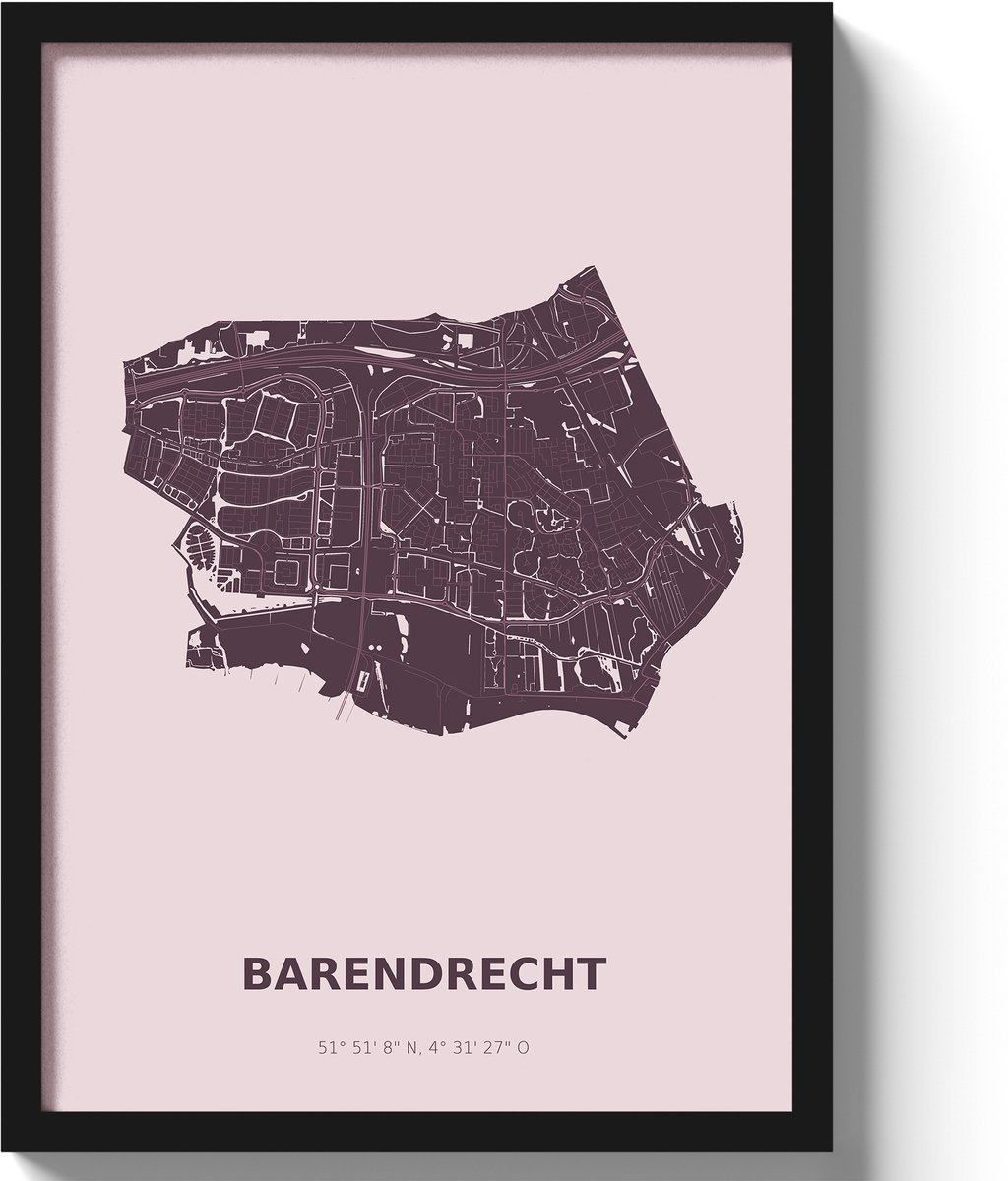 Poster Barendrecht A3 - 30 x 42 cm - Paars (Exclusief Lijst)