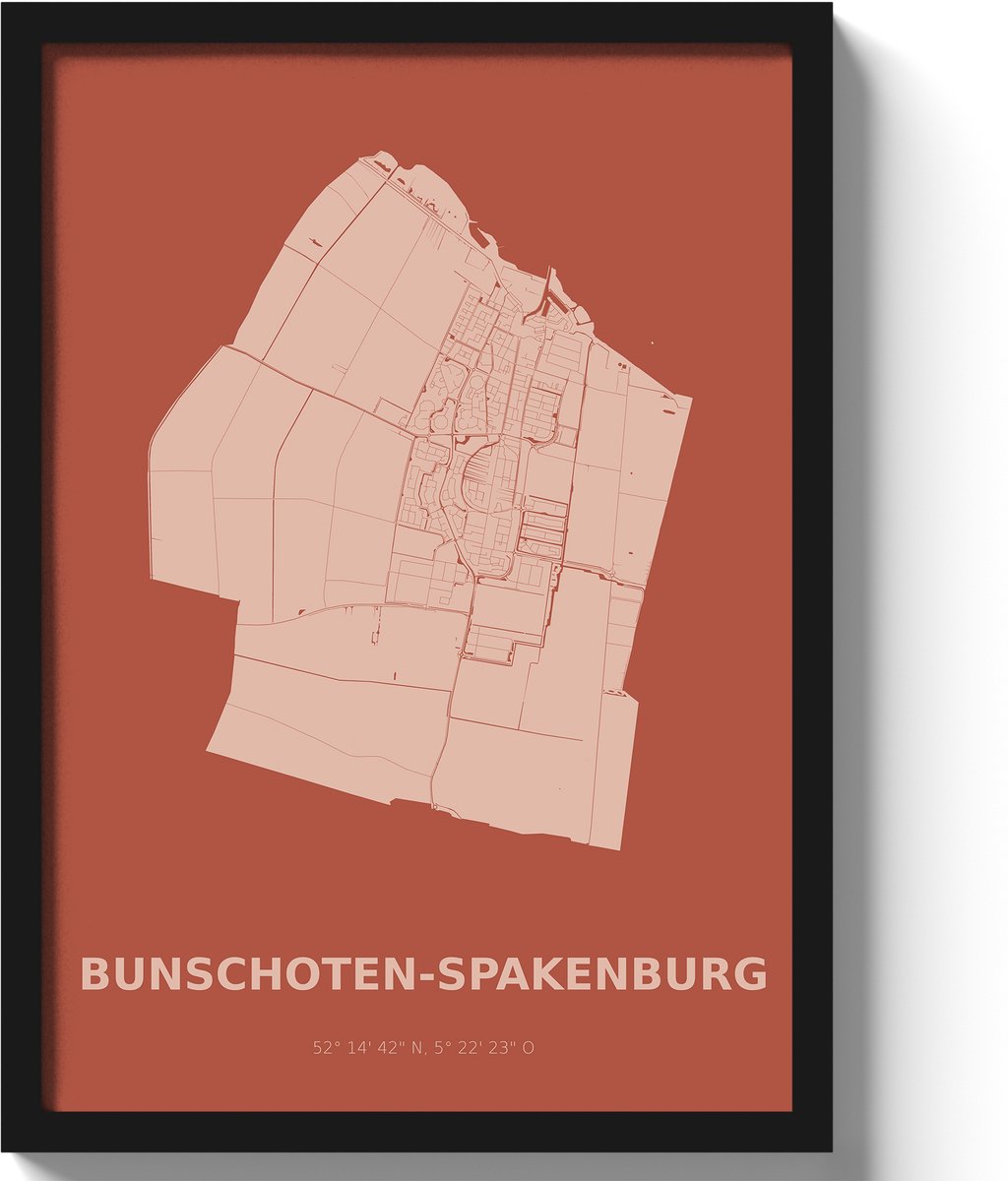 Poster Bunschoten-SpakenburgA3 - 30 x 42 cm - Rood (Exclusief Lijst)