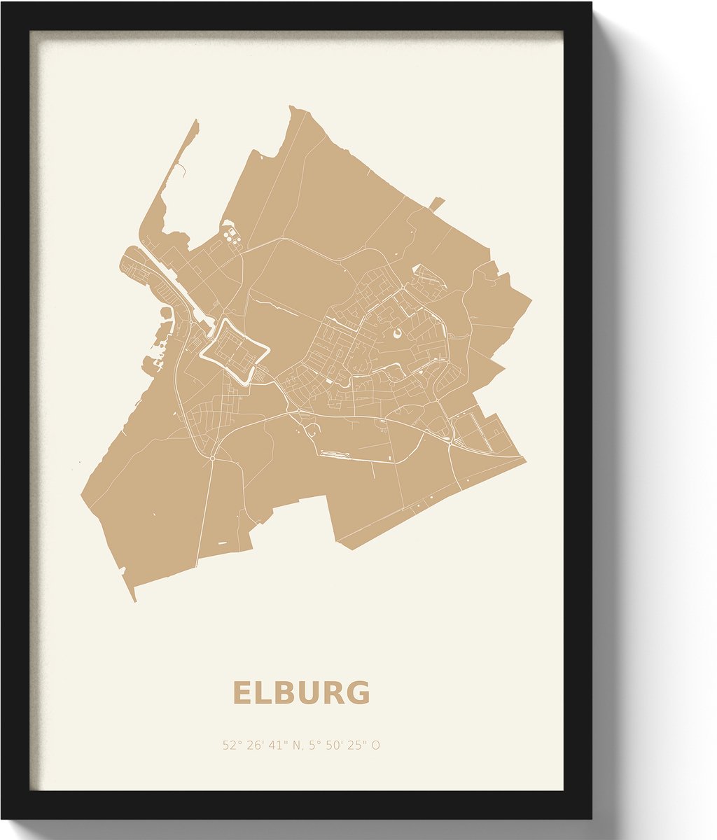 Poster Elburg A3 - 30 x 42 cm - Beige (Exclusief Lijst)