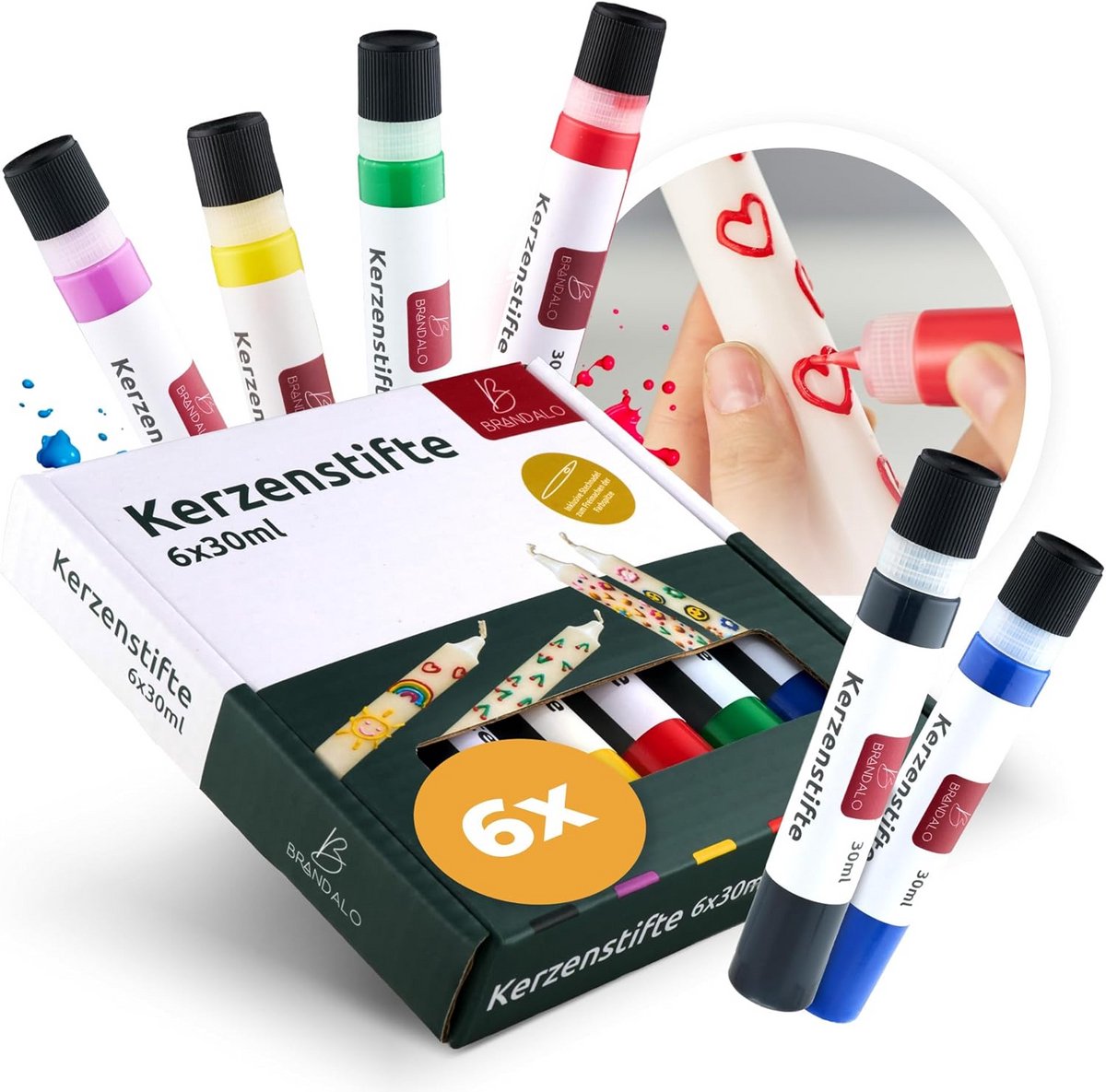 6-delige Premium Kaarsstaven Set – Candle Pen voor Kaarsdecoratie & Vormgeving – Candle Liner