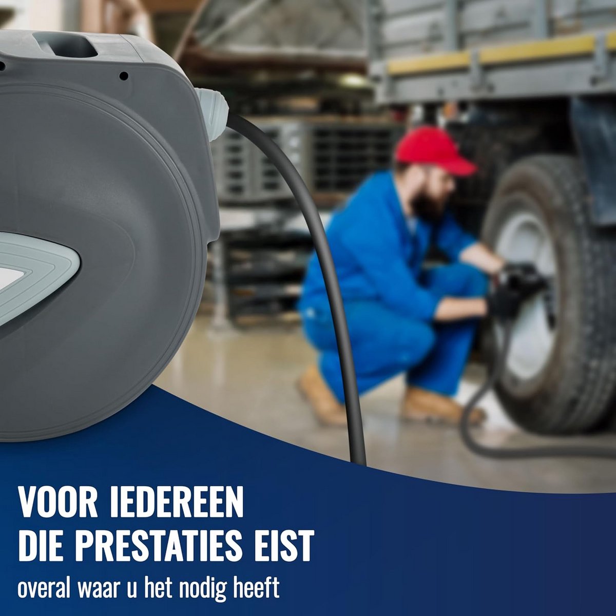 Luchtslanghaspel 10m PVC slang automatisch opbergen