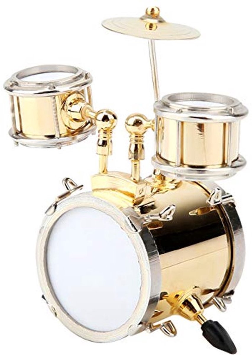 Miniatuur Drum Set Ornament Model Replica - Hoogwaardige Messing - Met Geschenkdoos 3,39 x 3,15 x 1,54 inch