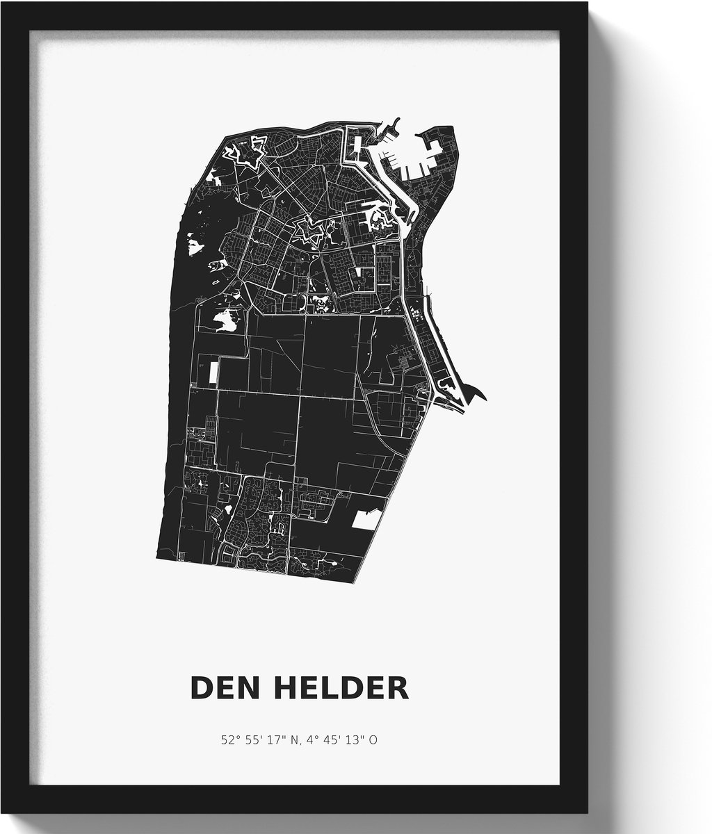 Poster Den Helder A2 - 42 x 59,4 cm - Zwart/Wit (Exclusief Lijst)