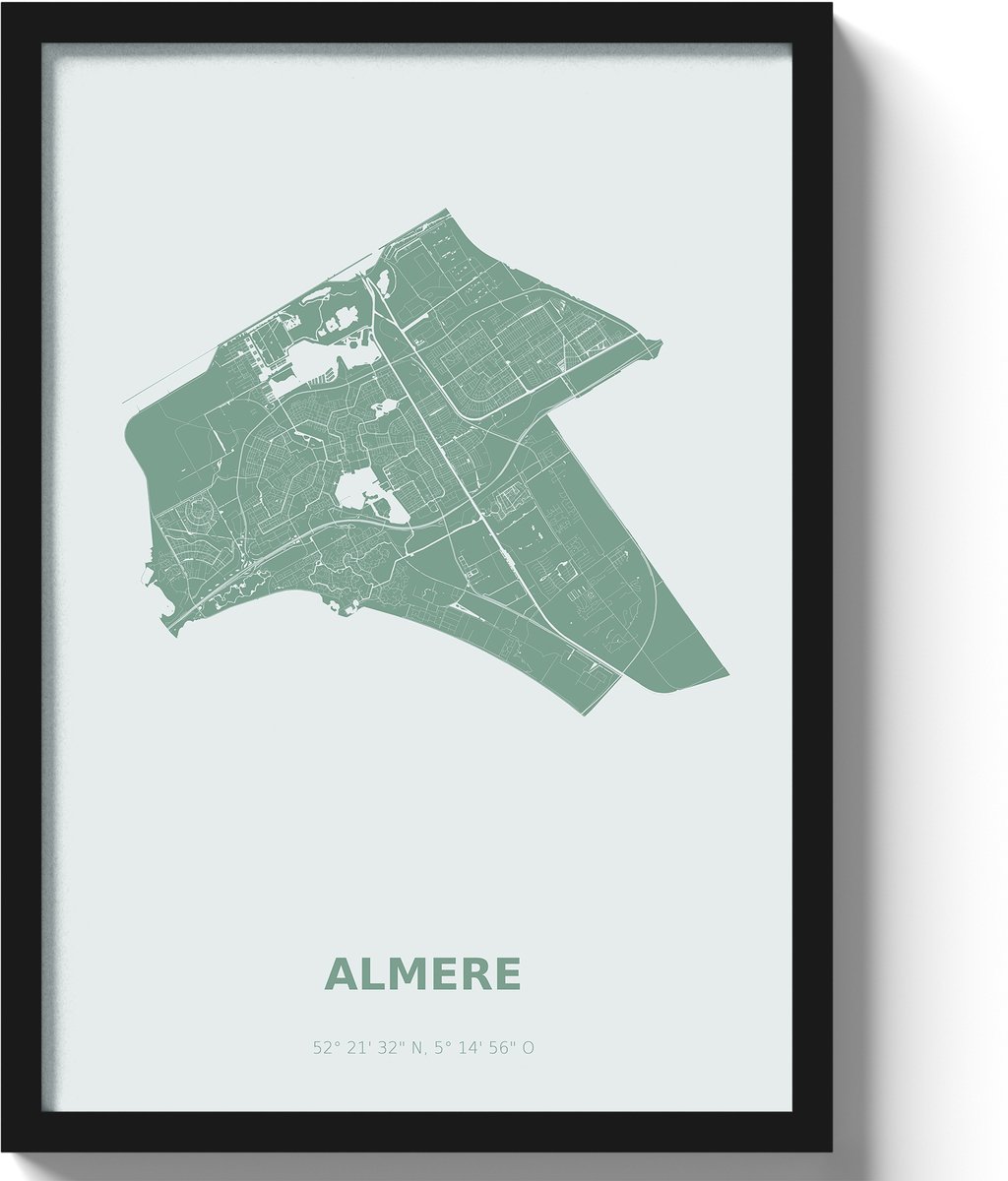 Poster Almere A2 - 42 x 59,4 cm - Groen (Exclusief Lijst)