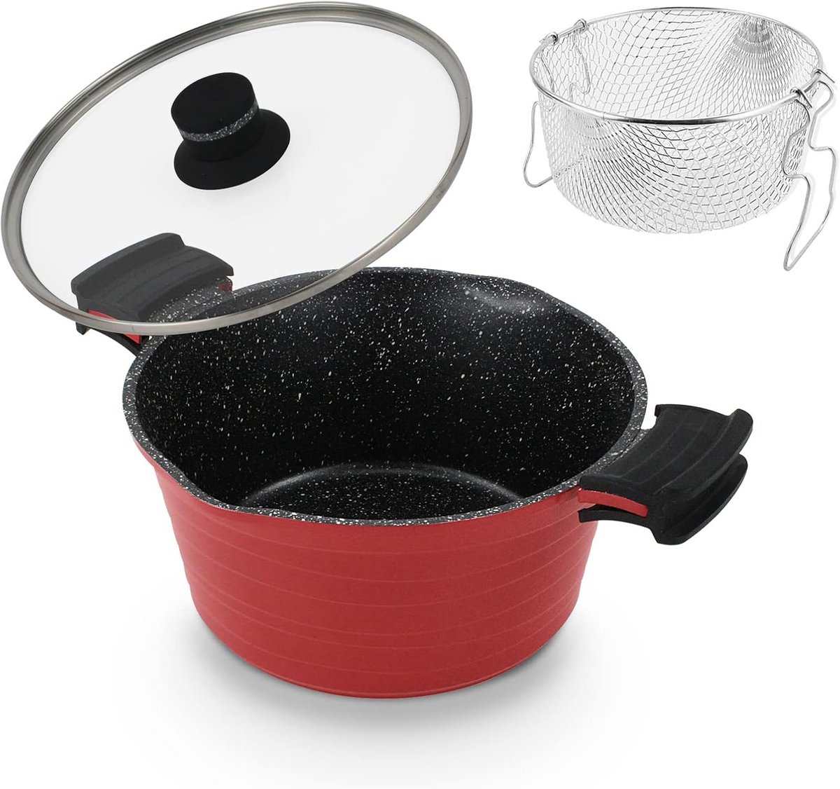 Kookpan friteuse 2 in 1 anti-aanbak 24 cm alle warmtebronnen