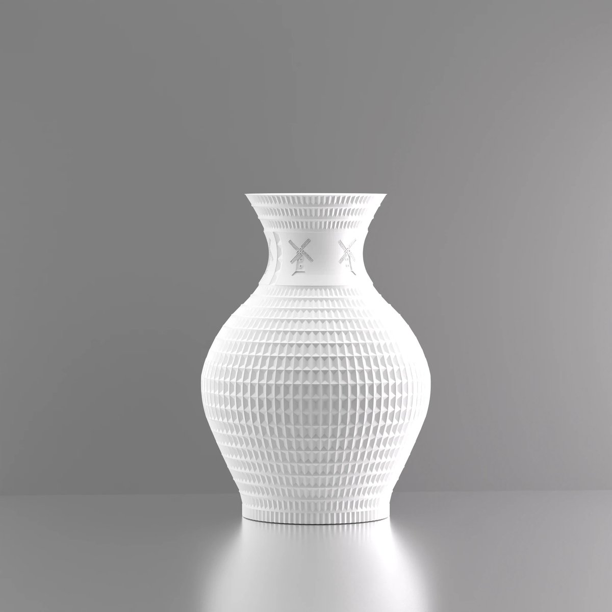 3d-gezellig Athene met molen - Vaas - Wit - Maat 20 cm - 100% gerecycled PLA (bioplastic)
