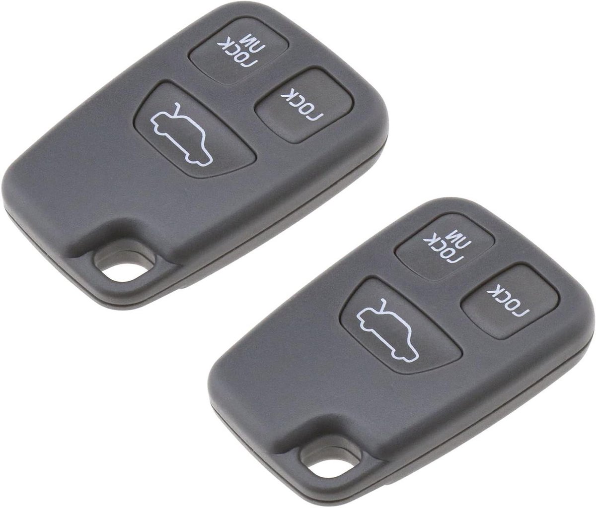 Ronte - Autosleutel Reservehoezen Set van 2 Knoppen Compatibel met Volvo 850 960 C70 S40 S60 S70 S80 S90 V40 V70 V90 XC70 XC90 - Beschermhoes Sleutelhanger Auto