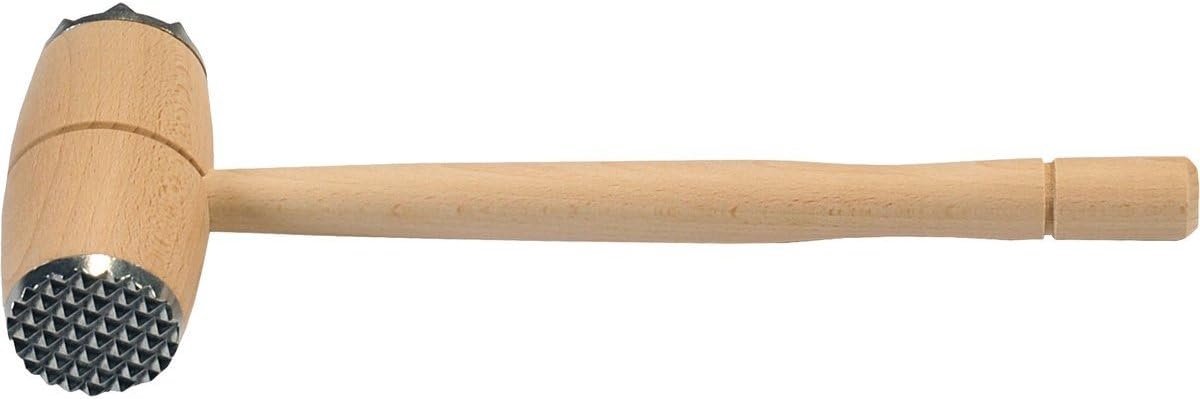 Vleesklopper beukenhout 32 cm met metalen uiteinden
